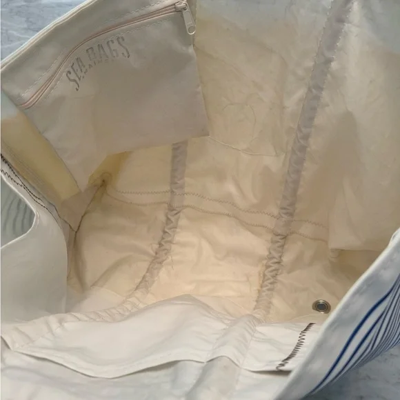 Sea Bags Maine Blue Stripe Ogunquit Beach Tote preowned preloved - Picture 7 of 11